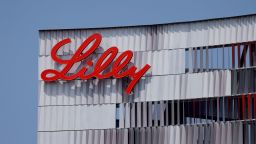 FILE PHOTO: Eli Lilly logo is shown on one of the company's offices in San Diego, California, U.S., September 17, 2020. REUTERS/Mike Blake/File Photo